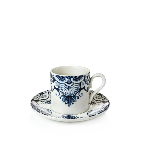 Blue Palisade Coffee Can & Saucer